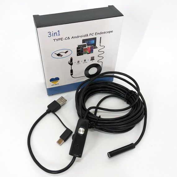 Камера эндоскоп с кабелем на 2 метра 7 мм USB/micro USB EX-445 с подсветкой | Зображення 1