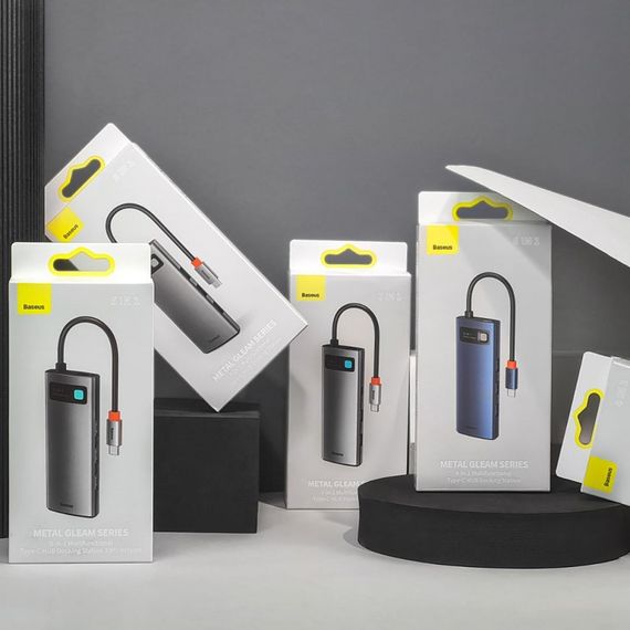 USB-Хаб Baseus Metal Gleam Series 4-in-1 Type-C gray | Зображення 3