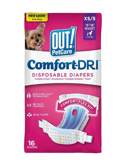 Одноразові памперси для собак-самок OUT! Comfort Dri Disposable Fashion Diapers, 33 - 46 см, 16 шт