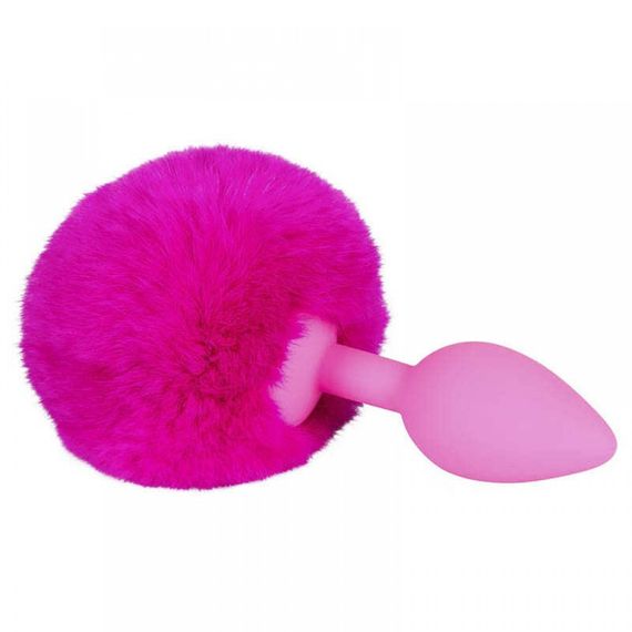Анальна пробка із помпоном Pink Colorful Joy Bunny Tail Plug, силікон | Зображення 1