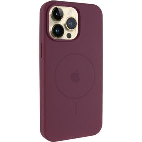 Чохол Silicone Case Full Protective (AA) V2 with MagSafe для Apple iPhone 14 Pro (6.1") Бежевий / Desert Gold Бордовий / Plum