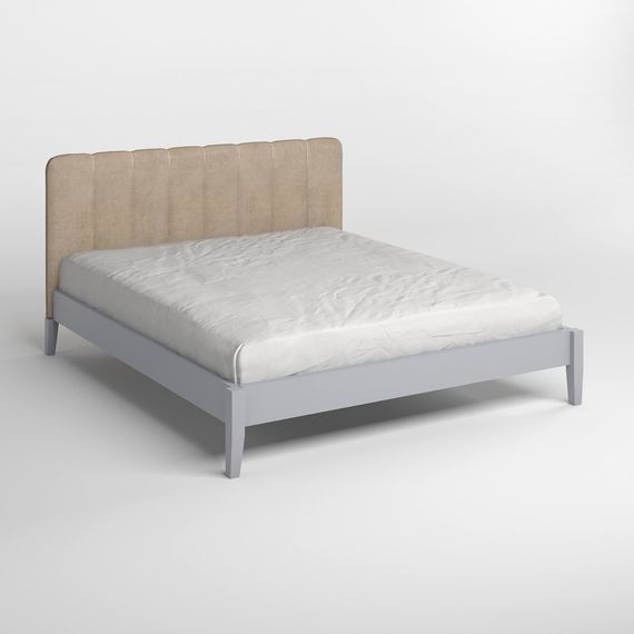 Двоспальне дерев&#039;яне ліжко Mebigrand Лондон ДК Світло-сірий (RAL-7040)/Аляска 23 (Бежевий) Б1 180х200 см (MBG-6724) | Зображення 1