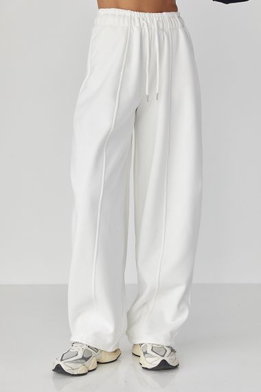 Жіночі теплі спортивні штани - молочний цвет, M (є розміри)