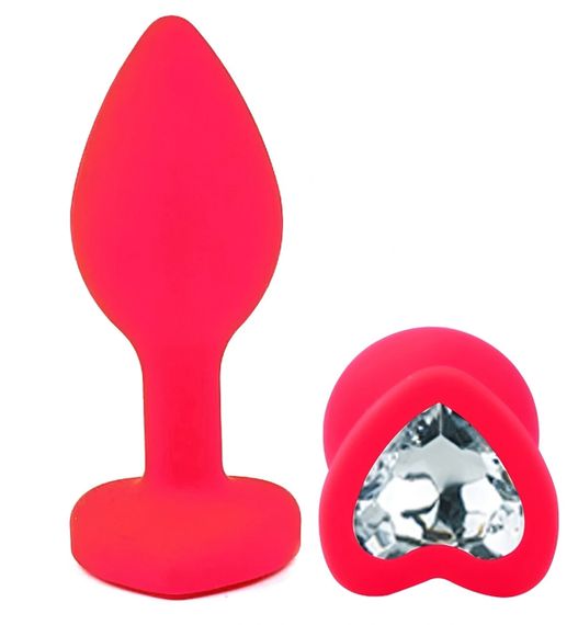 Анальний плаг EGZO Pink Heart Plug, анальна пробка з кристалом, рожевий медичний силікон, S Sex Aura | Зображення 1