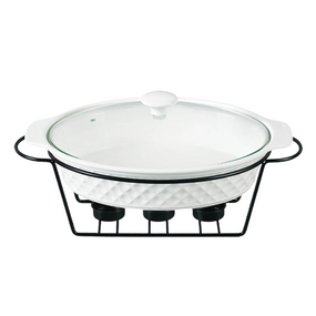 Марміт овальний 1,5л 32,5см кераміка скляна кришка + метал.підставка MR-11359-74 Maestro