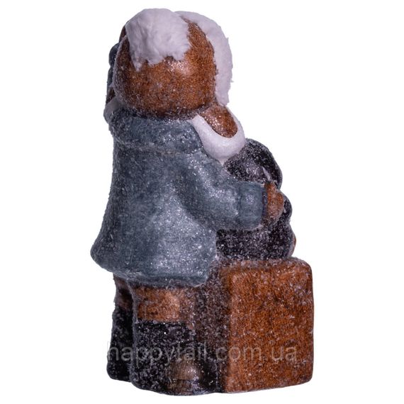 Новогодняя декоративная фигурка с подсветкой 9×10×19 см Новогодний декор Девочка с подарком из фарфора CR-5-18 | Зображення 3