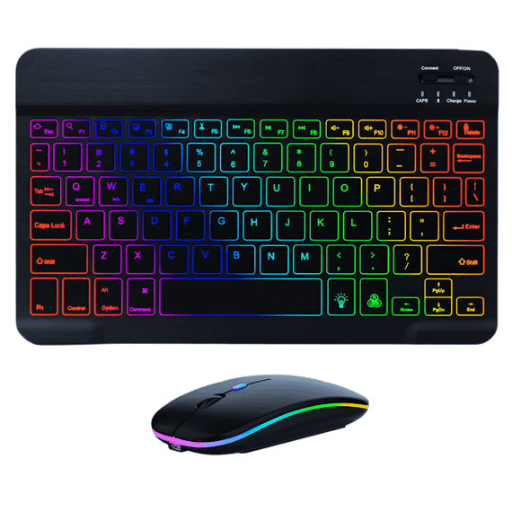Бездротова Bluetooth Клавіатура з Мишкою на Акумуляторі Ультратонка з RGB Підсвічуванням Українська Розкладка Портативний
