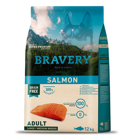 Корм Bravery Adult Large & Medium Salmon сухий з лососем для дорослих собак середніх та великих порід 12 кг