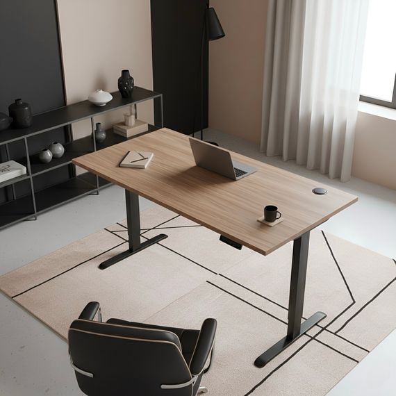 Стіл із електричним регулюванням висоти, одномоторний, з однією заглушкою, чорний каркас, 1400х700х718-1178 мм | Зображення 1