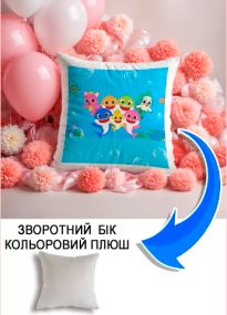 Подушка плюшева Мерч Крафт Дизайн з принтом babyshark 01 сірий плюш квадратна 33х33 см
