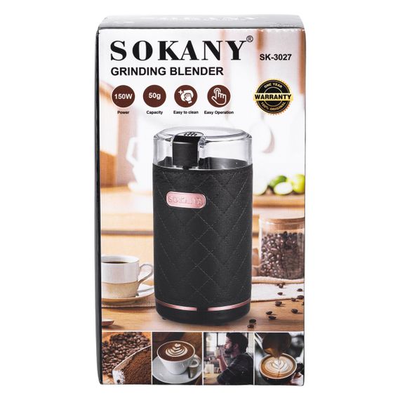 Кавомолка електрична Sokany 150 Вт Чорна Lugi SK-3027B | Зображення 9