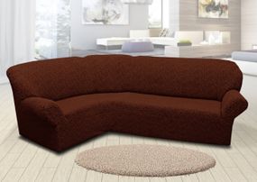 Жаккардовый чехол на угловой диван без юбки Коричневый