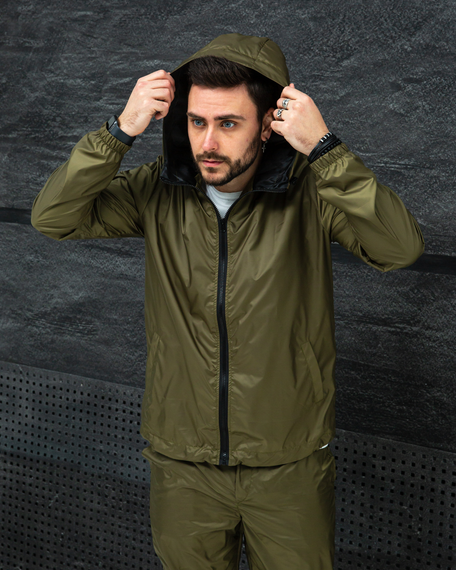 Мужской спортивный костюм из плащевки штаны и ветровка, BD0030 цвет хаки, размер XL | Зображення 4