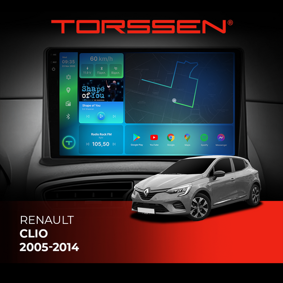 Штатна магнітола Torssen 2K Renault Clio 05-14 F98256 4G Carplay DSP