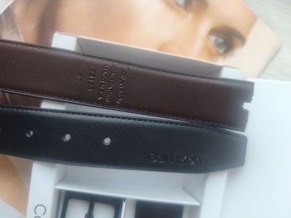 Чоловічий шкіряний набір Calvin Klein двосторонній ремінь+дві пряжки black/brown | Зображення 3