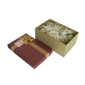 Подарочная коробка с бантом бордово-золотая, L — 29,5×22,5×13 см sexstyle