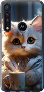 Чохол на Motorola One Macro Білий кіт "5646u-1812-2448"
