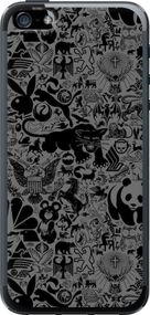 Чехол на iPhone 5s Чёрно-серый стикер бомбинг "2432u-21-17620"