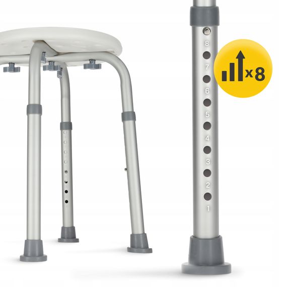 Стілець-табурет 4FIZJO для ванної та душу, регульований White/Grey (P-5905973403382) | Зображення 3