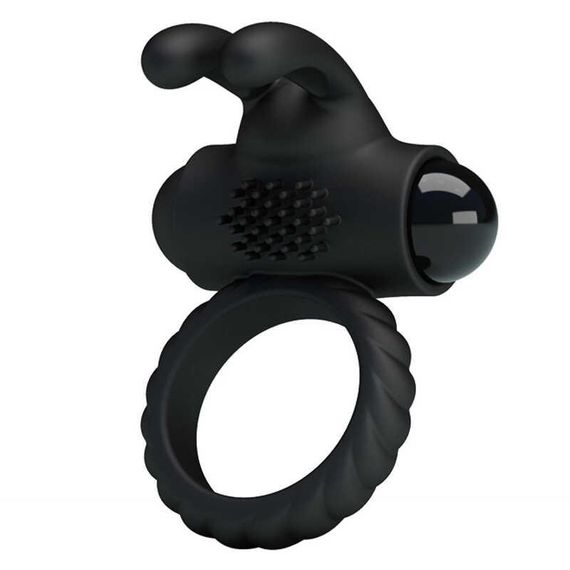 Ерекційне віброкільце Pretty Love, чорне, силікон Sex Aura | Зображення 1
