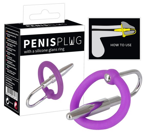 Стимулятор уретри - Penis Plug + Silicone Glans Ring Dilator Sex Aura