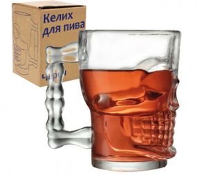 Кружка для пива Череп 540 мл, прозрачный
