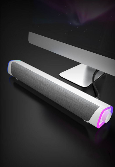 Звукова панель, бездротова колонка Bluetooth 5.0 для ПК з RGB-підсвічуванням 415*78*68 мм, Білий | Зображення 2