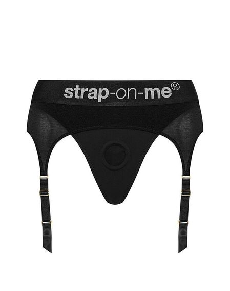 Трусы для страпона с подвязками для чулок Strap-On-Me REBEL HARNESS - XS (мятая упаковка!!!)
