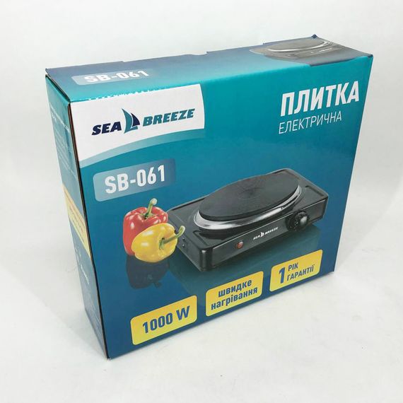 Комплектна переносна електроплита Sea Breeze SB-061 чорна / Комфорка електрична / YU-249 Електроплита кухонная | Зображення 4