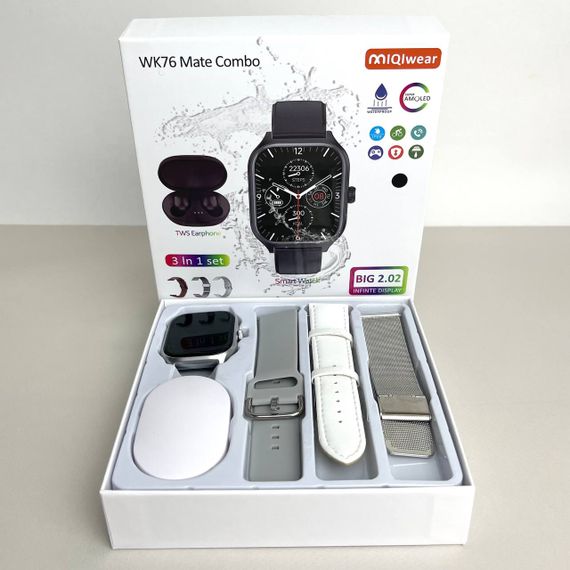Комплект WK76 - Smart Watch / Навушники Air Dots / 3 ремінці / Захисний чохол та плівка (Сірий)