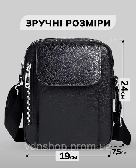 Мужская кожаная сумка-барсетка 19х24х7.5, сумочка планшет через плечо черная Bexhill BX-09164 | Зображення 2
