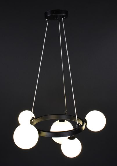 Люстра підвісна на 5 лампочок 27846 Чорний 40-150х52х52 см. | Зображення 3