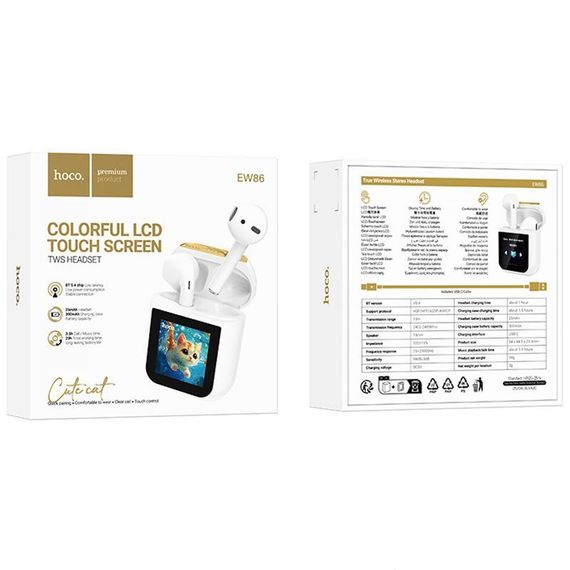 Беспроводные TWS наушники Hoco EW86 Cat White | Зображення 1