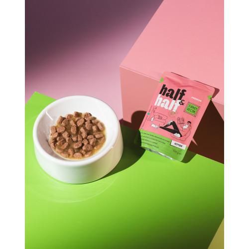 Корм вологий Half&Half для кошенят, шматочки з індичкою в желе у формі пауча, 100 г | Зображення 4