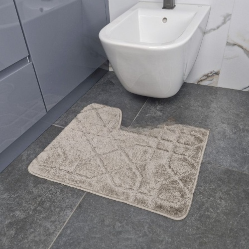 АКЦІЯ Набір килимків для ванної 2шт 50*60см+60*100см Геометрія Standard світло-сірий + Фіранка PEVA Дариана | Зображення 2