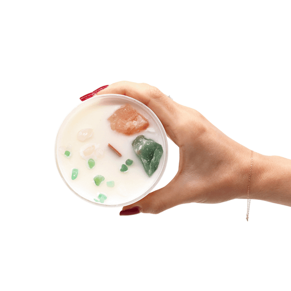 Свічка соєва з камінням  Чакра серця дерев'яний гніт 360г Chakra 5056368333354 | Зображення 2