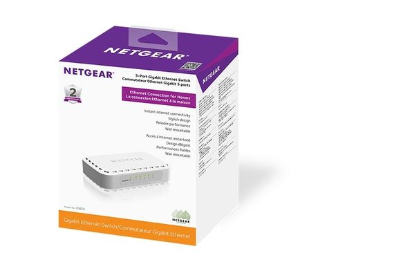 Коммутатор NETGEAR GS605 5xGE, неуправляемый (GS605-400PES) | Зображення 3