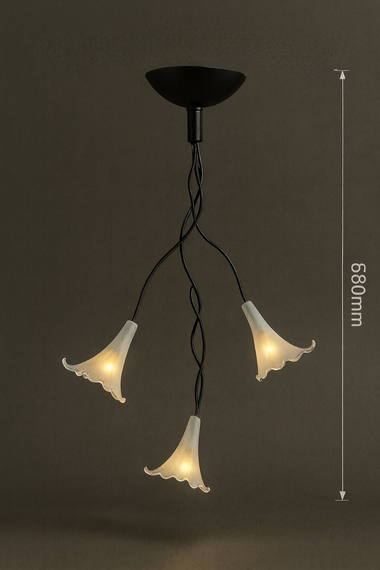 Потолочный светильник, дизайнерская люстра Paulmann со стеклянными сатиновыми плафонами в форме цветов 3×20W