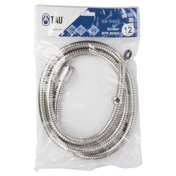 Шланг для душу Tau 1/2" SS розтяжний 150-180 см (9892060) | Зображення 1