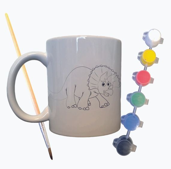 Набір для творчості кружка розмальовка "Динозавр Трицератопс" 330 мл біла | Зображення 1