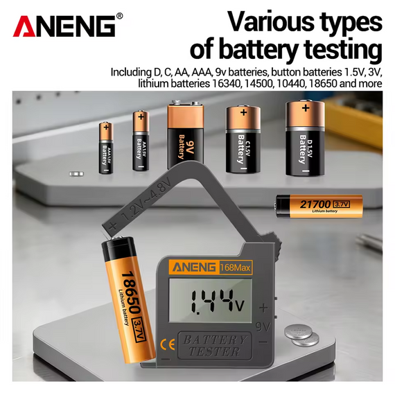 Тестер батарейок ANENG 168 Max універсальний цифровий AA AAA C D 9V 3.7V | Зображення 4
