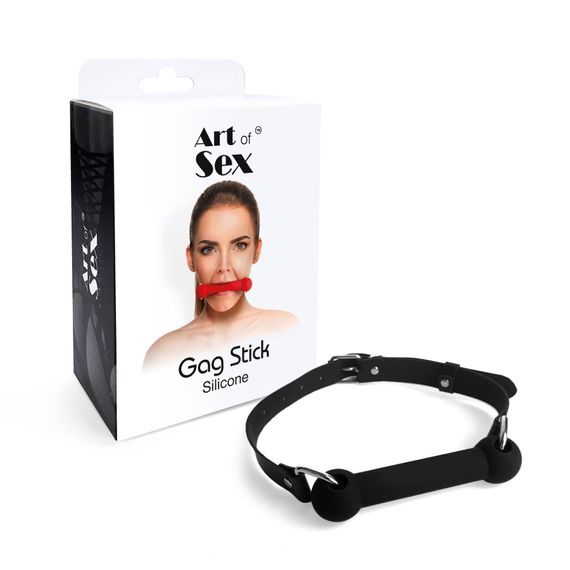 Кляп Палка, силикон и натуральная кожа, Art of Sex - Gag Stick Silicon, Черный, One Size | Зображення 4