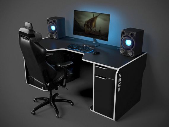 Стол геймерский эргономичный ZEUS Viking-2S черныйбелый | Зображення 4