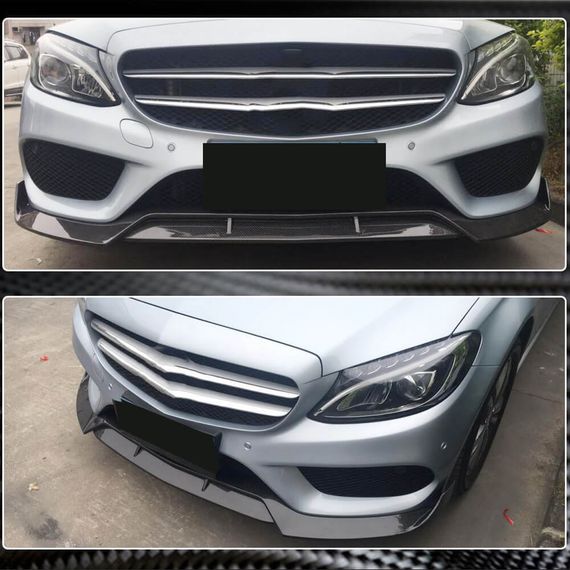 Накладка на передній бампер Lip V2 (для C43 AMG 2015-2019, Карбон) для Mercedes C-сlass W205 рр | Зображення 4