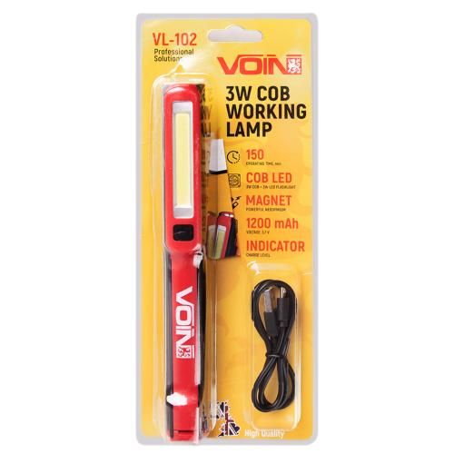 Переносна лампа "VOIN" VL-102, 3W-COB+3W XPE/АКБ1200mAh/магніт/інд. заряда | Зображення 1
