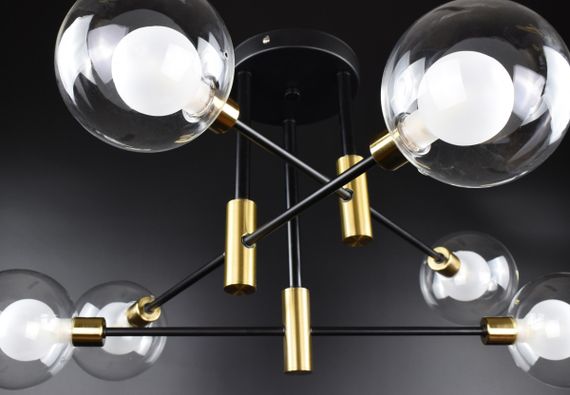 Люстра стельова на 6 лампочок 26823 Чорний 34х68х68 см. | Зображення 3