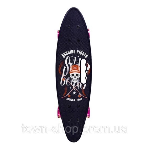 Пенни борд "Skull" 24" Bambi SC20520 с ручкой, PU колеса со светом