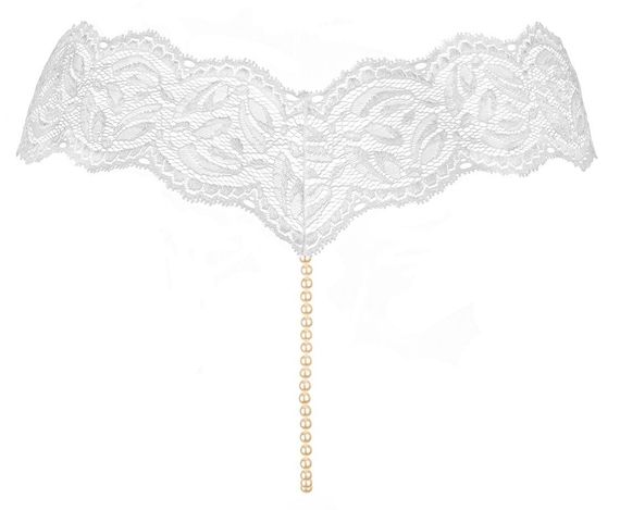 Сексуальные кружевные стринги с жемчугом Bracli Classic Pearl Paris, Белый, Свадебное бельё, S, S, Маленький размер | Зображення 1