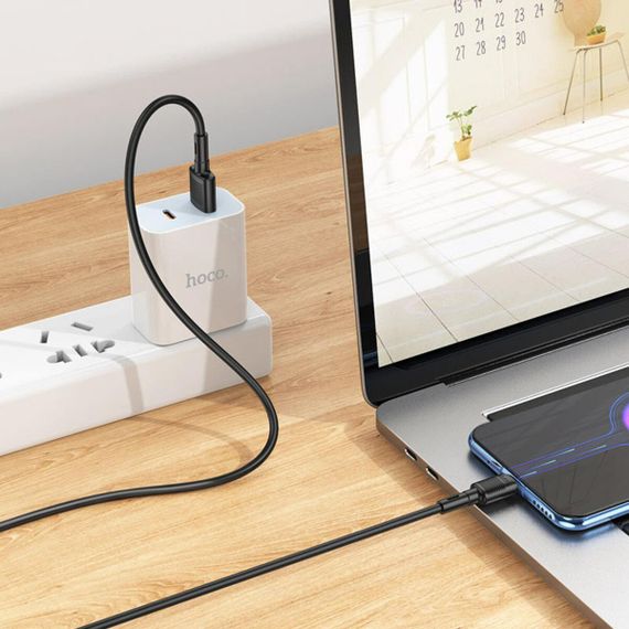 Кабель HOCO X83 USB to Micro 2.4A, 1m, PVC, PVC connectors, Black | Зображення 3