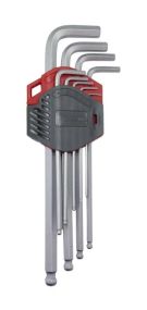 Набор ключей Г-образных WURTH  575243100 HEX с шариком удлиненных SW1.5-10 мм 9 шт. RED STRIPE